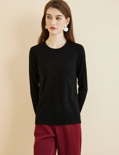 Women's T Shirt 100% Merino Wool Base Layer Top Fall Winter Fashion Crewneck Soft Merino Tee Long Sleeve Tops Knit Women Clothes