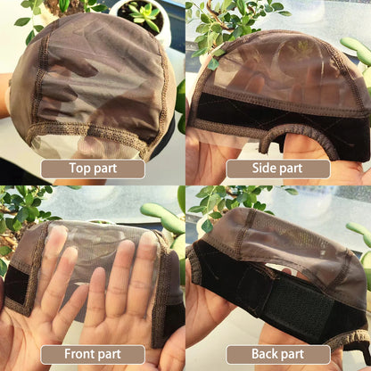 Wig Cap with Grip Band for Keeping Wigs in Place, More Full Cap-wide Transparent Lace for Lace Front Wigs
