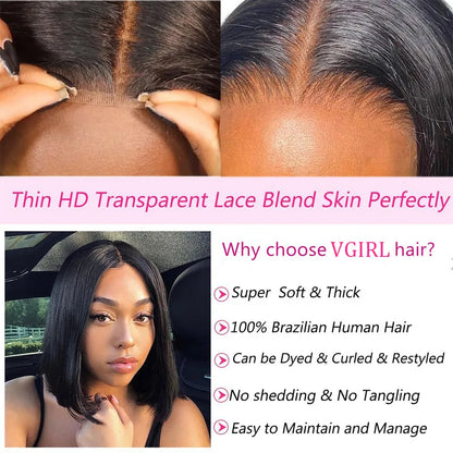 Glueless Wear Go Straight Human Hair Wigs Short Ready To Wear Bob Wigs Without Glue Closure Front Wigs For Women on Sale