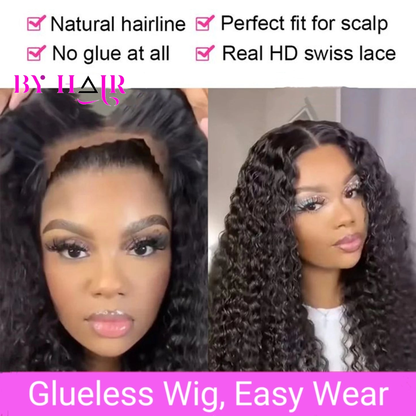 6x4 Glueless Wig Water Wave Human Hair Wigs Ready To Wear Pre-Cut Lace Glueless Curly Wigs Lace Front Human Hair Wig For Women