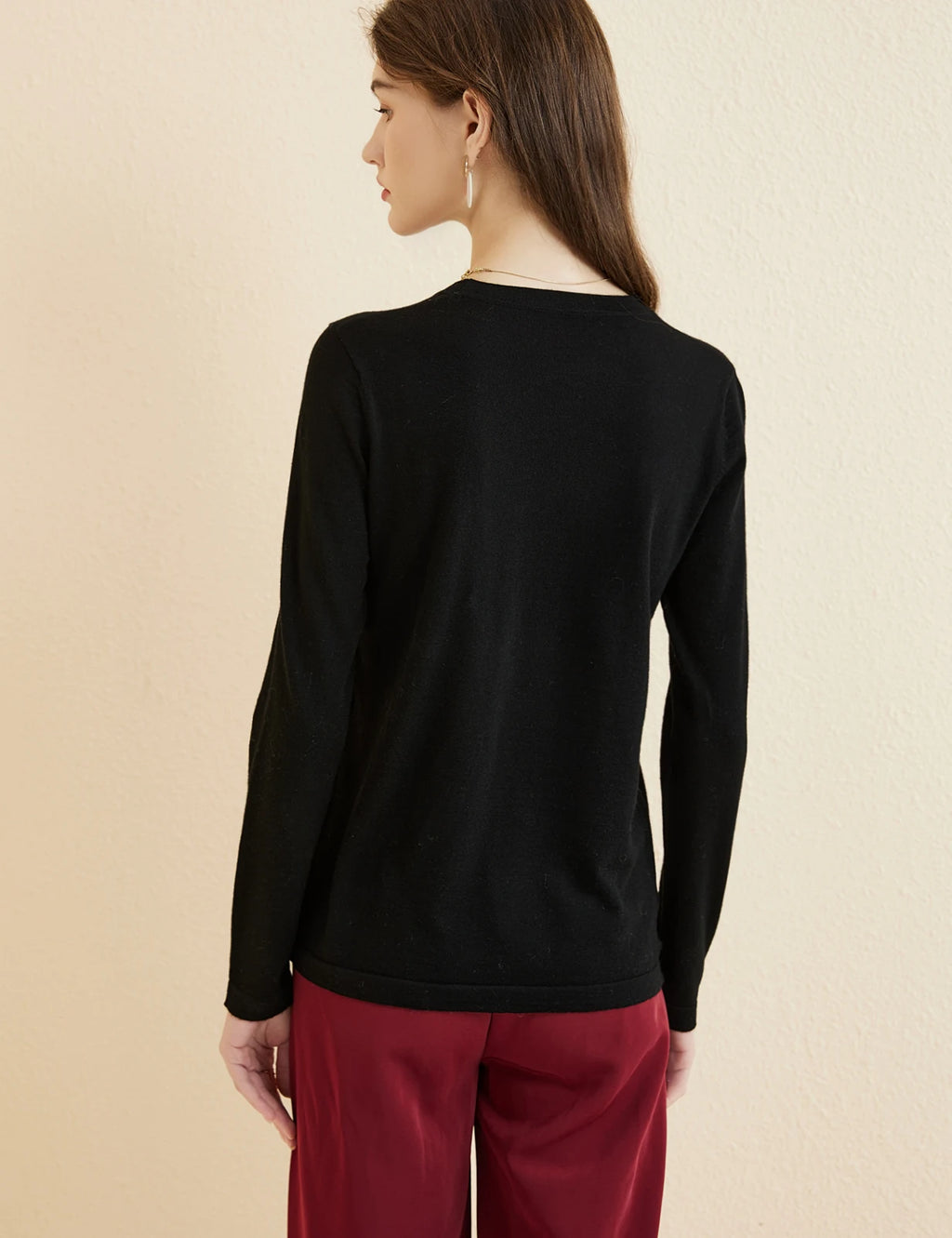 Women's T Shirt 100% Merino Wool Base Layer Top Fall Winter Fashion Crewneck Soft Merino Tee Long Sleeve Tops Knit Women Clothes