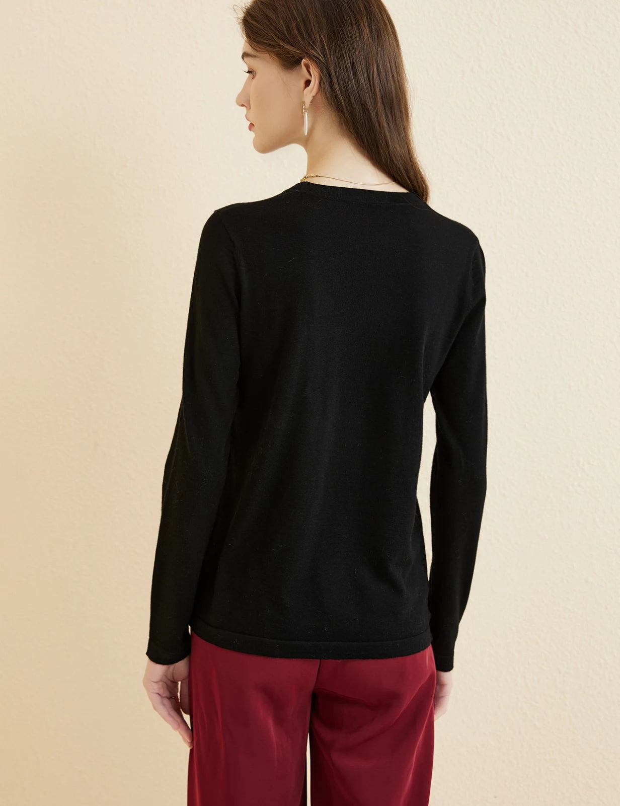 Women's T Shirt 100% Merino Wool Base Layer Top Fall Winter Fashion Crewneck Soft Merino Tee Long Sleeve Tops Knit Women Clothes