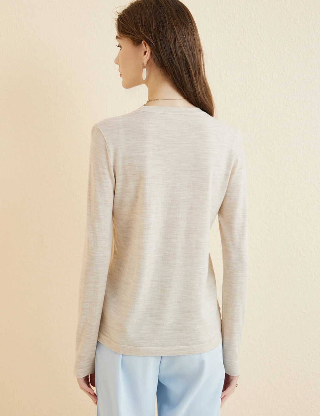 Women's T Shirt 100% Merino Wool Base Layer Top Fall Winter Fashion Crewneck Soft Merino Tee Long Sleeve Tops Knit Women Clothes