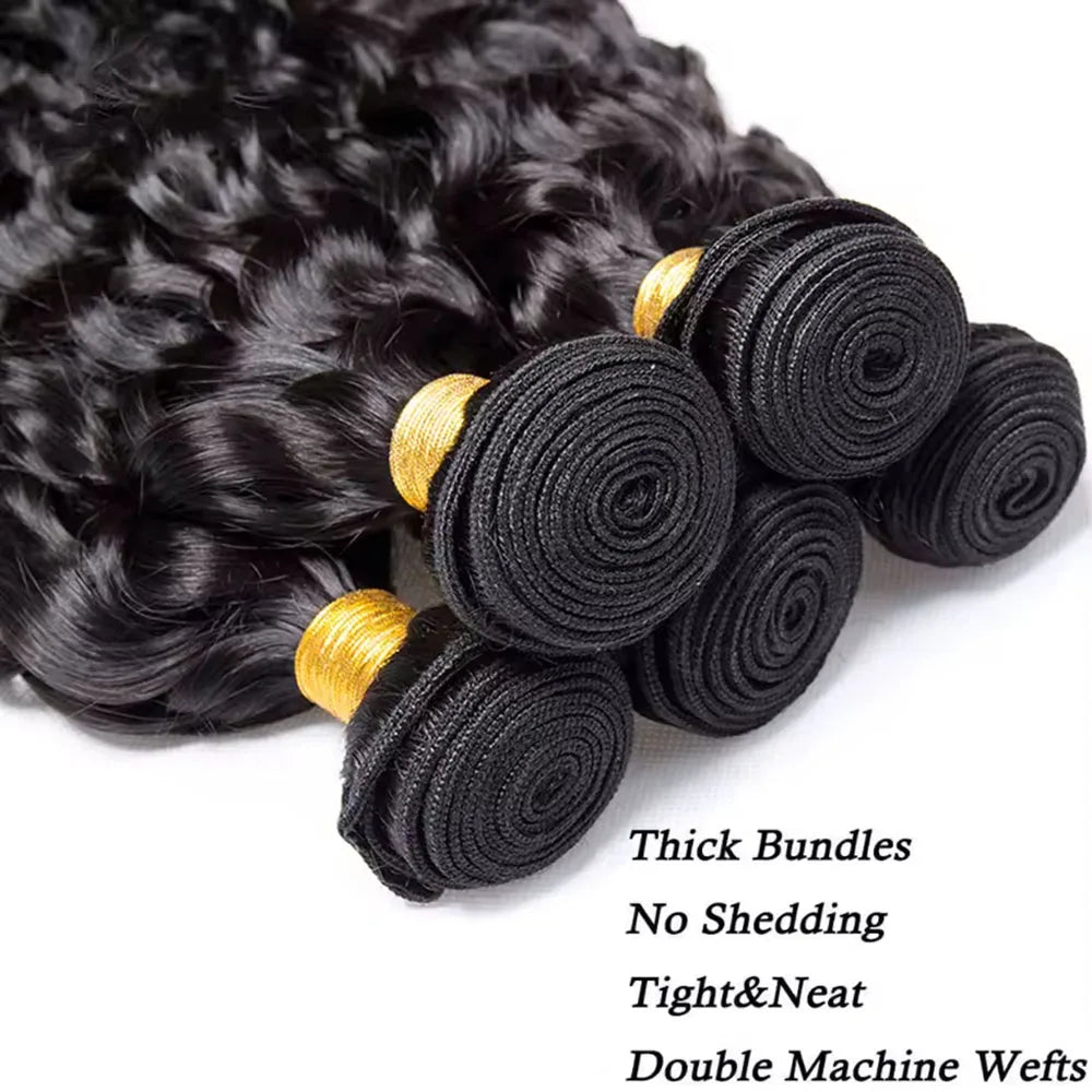Water Wave Human Hair Bundles Natural Color 100% Human Hair Wig  Water Wave One Weave Bundles Unprocessed For Black Women