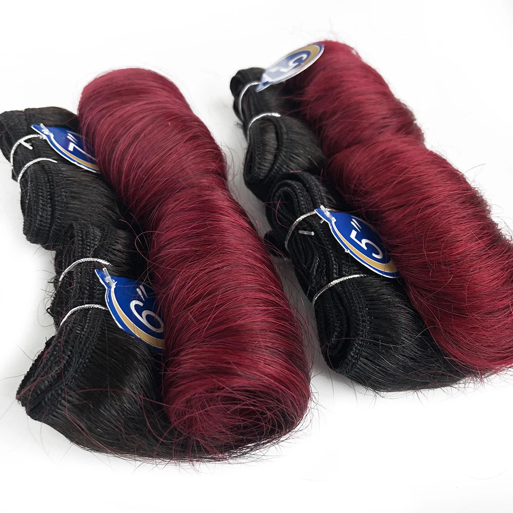 Brazilian Curly Hair Weave Bundles 100% Human Hair 4 Bundles Afro 1B 30 Burgundy Bundles Hair Extension 5 5 6 7 Inches Remy Hair