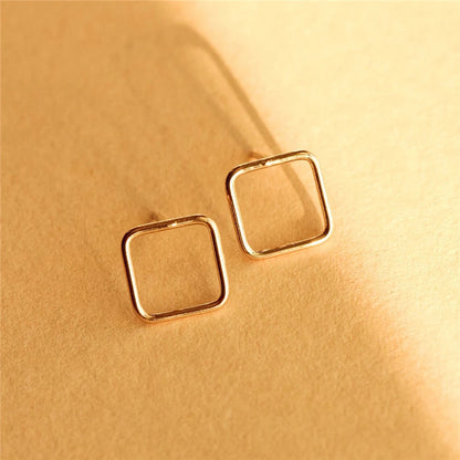 14K Gold Filled 8mm Square Earrings Minimalism Jewelry Gold Filled Stud Earrings Brincos Pendientes Oorbellen Boho Women Earring