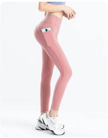 Women Yoga Pants Naked Feeling Stretchy Sports Tights Pocket High Waist Leggings Running Fitness Leggings Workout Gym Clothing