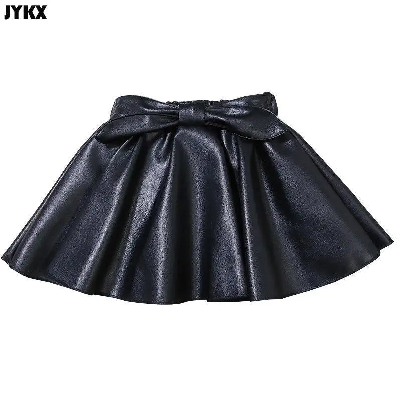 Girls' Skirts Leather Skirts Autumn And Winter Children's Outer Short Skirts Pleated Skirts Winter 2023 New Pu Skirts