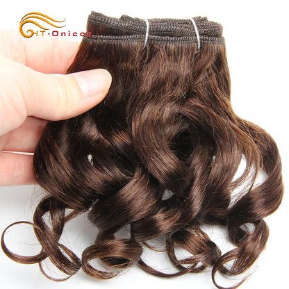 Curly Brazilian Hair Weave Bundles Bouncy Opran Curls Ombre Human Hair Bundles 8 Inch 6 Bundles Short Hair Extension