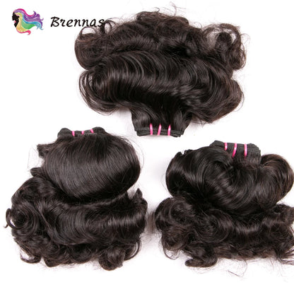 Double Drawn Human Hair Bundles Brazilian Funmi Hair Bouncy Curl 3 Bundles Deal Natural Color Human Hair Bundles Weave For Women