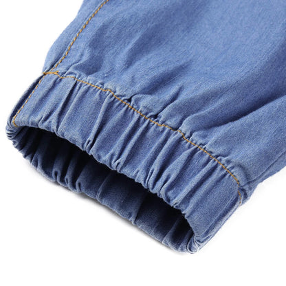 Casual Women Drawstring Elastic Waist Jeans Loose Denim Long Pants Drawstring Elastic Waist Jeans Denim Pants 2022