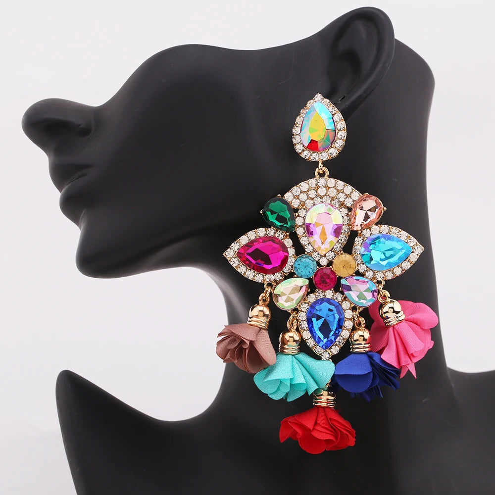New Earrings Tassel Drop Earring Jewelry Earrings For Women Crystal Earrings Crown Dangle Earrings Long Earrings Boho Earings