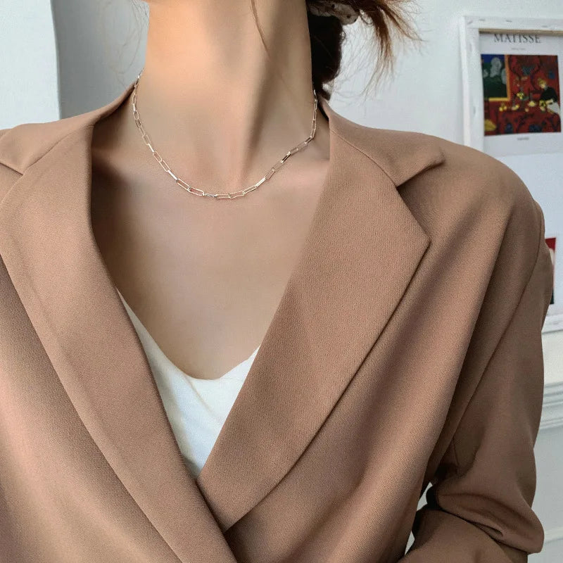 925 Sterling Silver Gold Necklace For Women High Quality Sterling-silver-jewelry  Chain Necklace