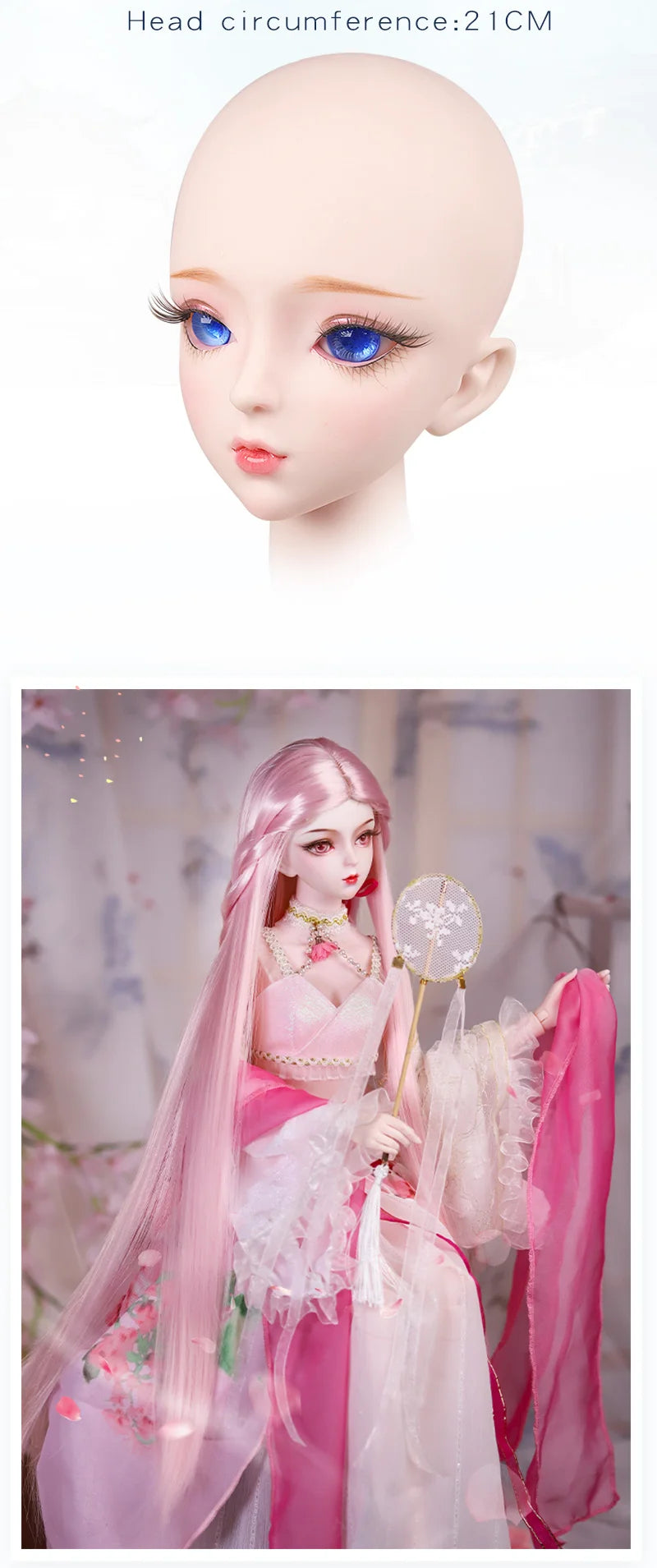 Wig for 1/3 BJD Smooth hair AI MSD SD Kit Toy Gift suit 60cm doll