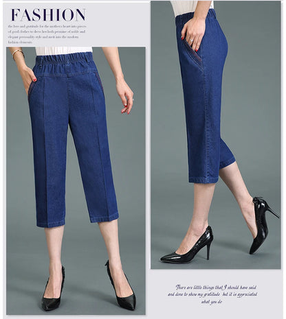 Casual Jeans Capris Female Summer Women Calf-Length Denim Pants Mom Jeans High Waist Jean For Woman jeans mujer