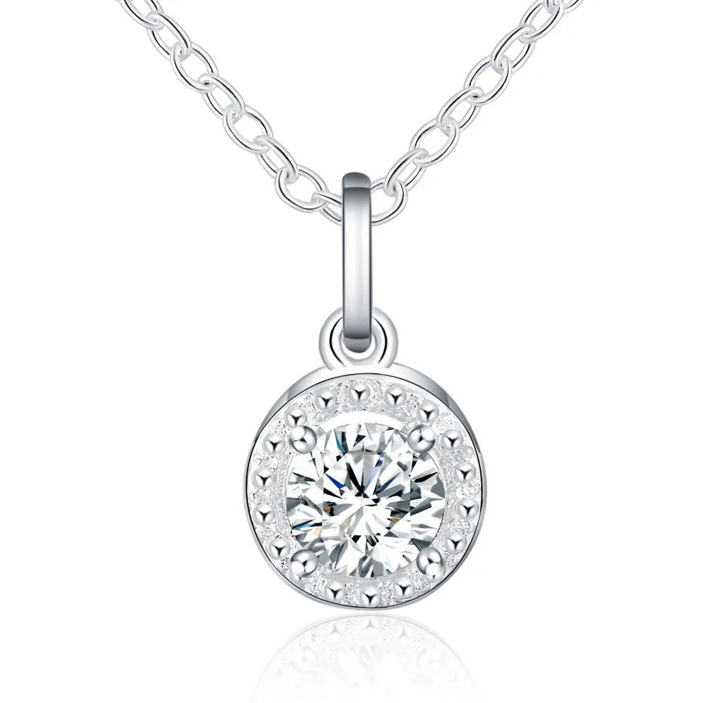 925 Sterling Silver Round Crystal Necklaces For Women Luxury Quality Jewelry Accesories Money 925  Everything