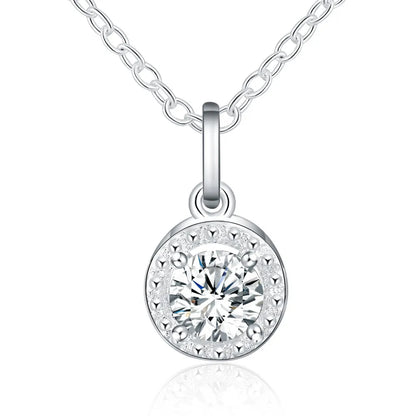 925 Sterling Silver Round Crystal Necklaces For Women Luxury Quality Jewelry Accesories Money 925  Everything