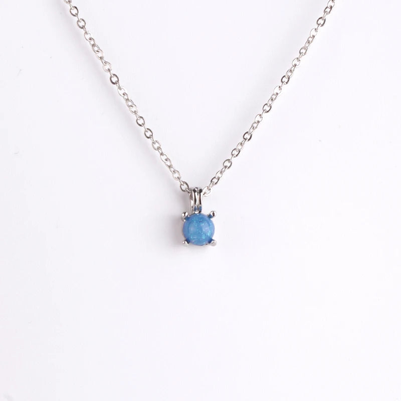 Elegant Women Pendant Necklaces Creative Round White Pink Blue Zinc Alloy Necklace Birthday Anniversary Gifts For Wife