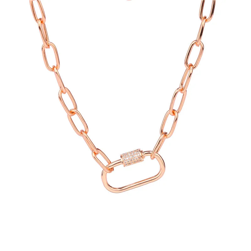 Necklace For Women Punk thick chain necklace zircon spiral Clasps pendant necklace women 2020 latest design charm jewelry