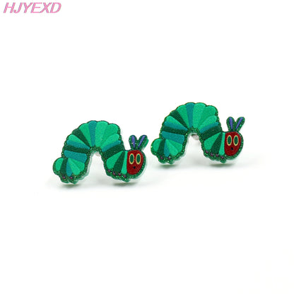 ST065 Acrylic Caterpillar Dangle Earrings Summer Earrings Glitter Acrylic Earrings