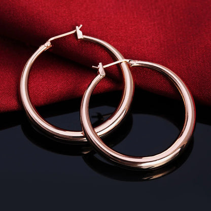 925 Sterling Silver 3.5cm Round earrings high quality 18K gold plated  Fashion Jewelry Wedding Christmas Gift