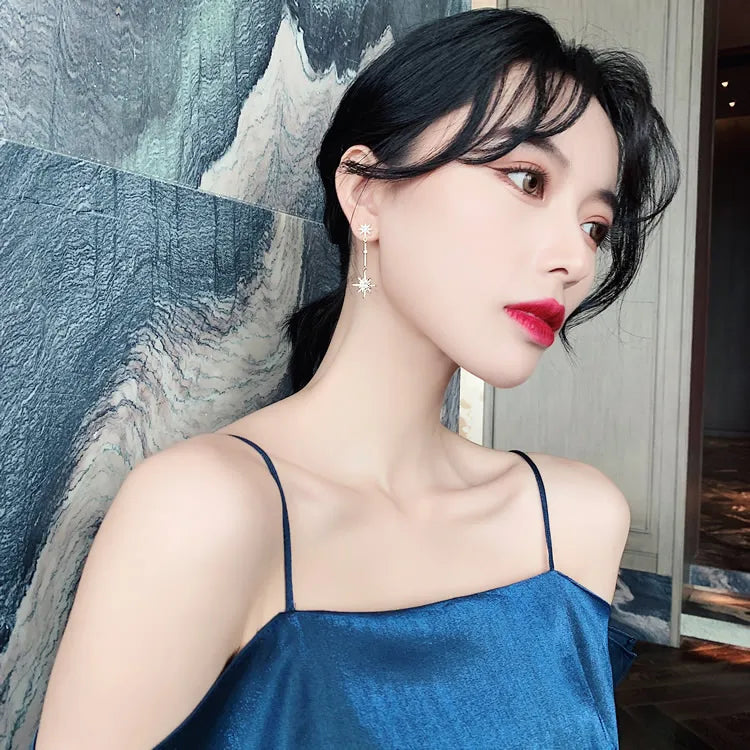 Fashion crystal star long earrings for women with earrings for friends gift trendy Earrings exaggerated Earrings
