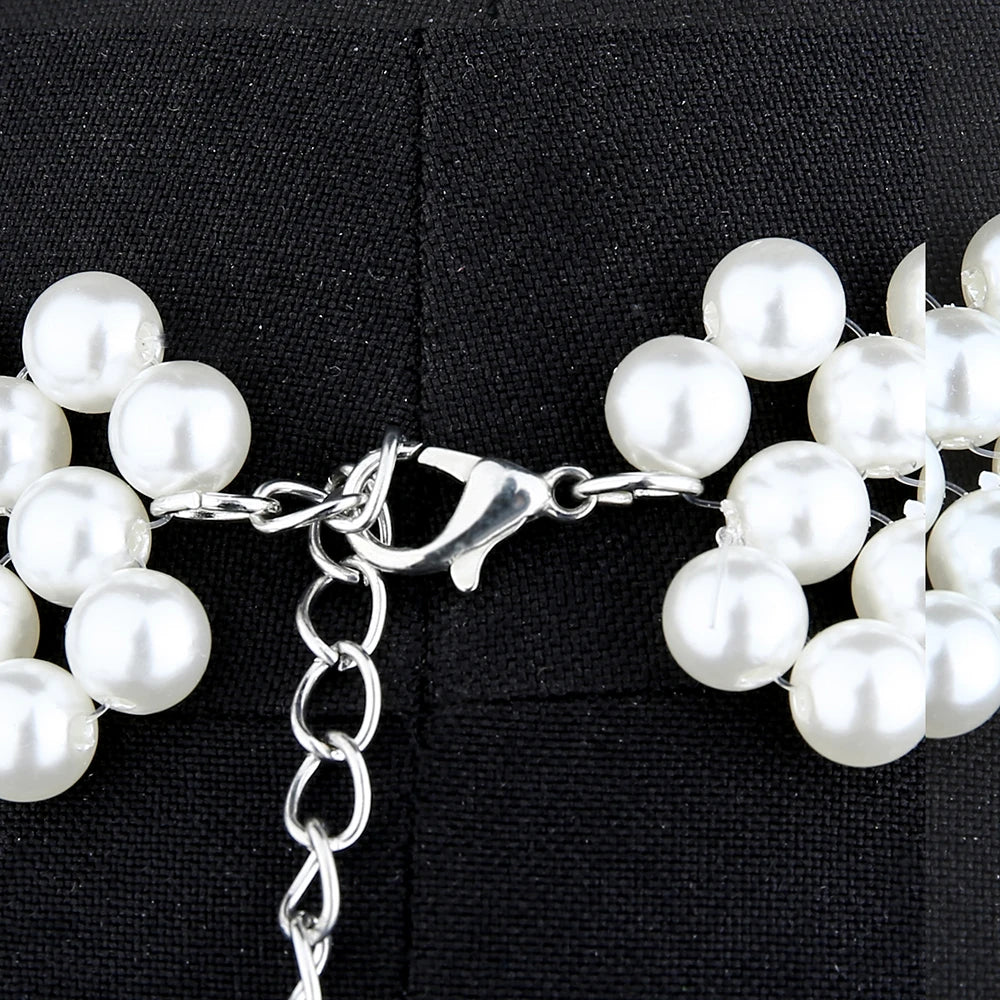 Sexy Women Pearl Shawl Necklaces Collar Shoulder Long Chain Pendants Necklaces Sweater Chain Wedding Dress Jewelry Accessories