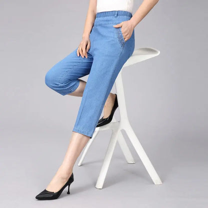 Casual Jeans Capris Female Summer Women Calf-Length Denim Pants Mom Jeans High Waist Jean For Woman jeans mujer