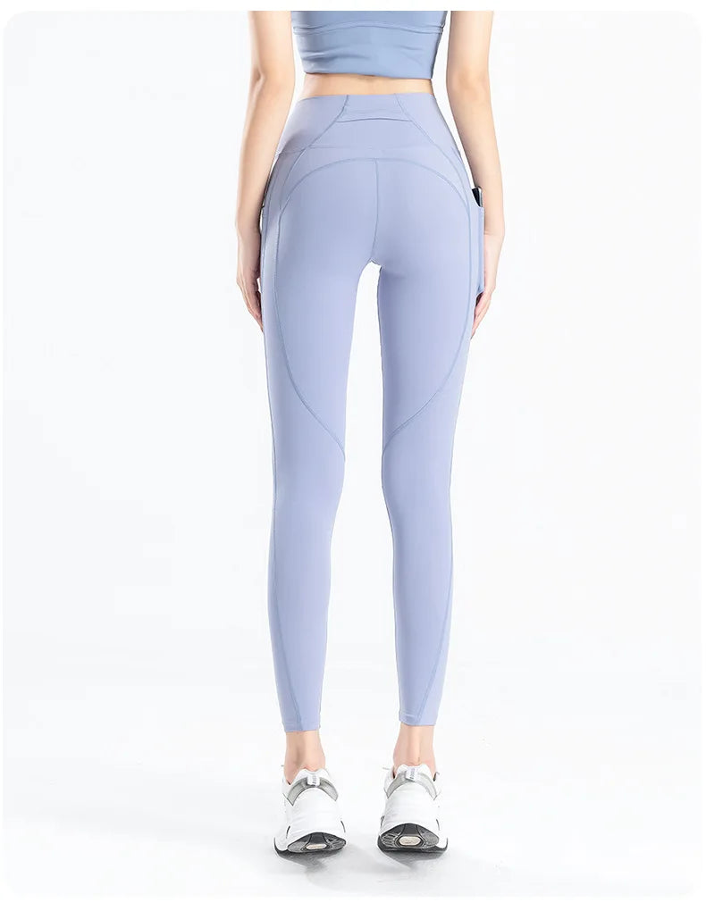 Women Yoga Pants Naked Feeling Stretchy Sports Tights Pocket High Waist Leggings Running Fitness Leggings Workout Gym Clothing
