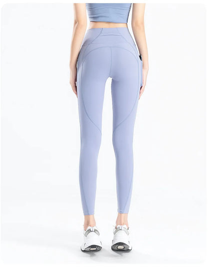 Women Yoga Pants Naked Feeling Stretchy Sports Tights Pocket High Waist Leggings Running Fitness Leggings Workout Gym Clothing