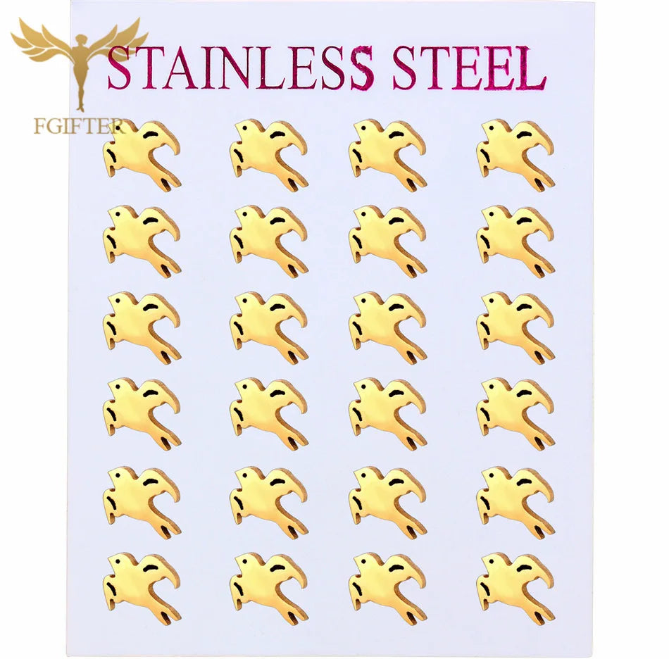 Wholesale Stainless Steel Earrings for Women Girl Animal Clover Flower Cat Bird Unicorn Bear Butterfly Dragonfly Dog Ear Studs