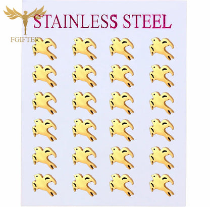 Wholesale Stainless Steel Earrings for Women Girl Animal Clover Flower Cat Bird Unicorn Bear Butterfly Dragonfly Dog Ear Studs