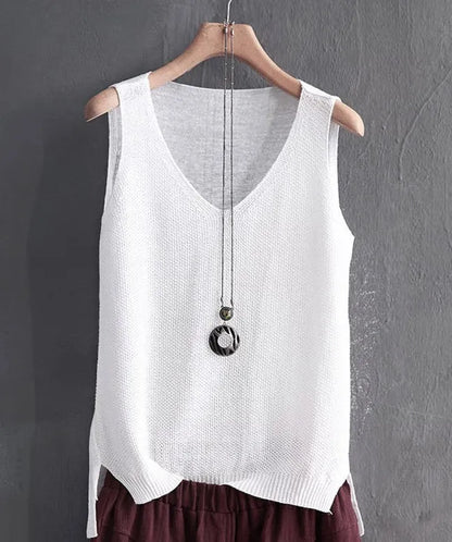 Blusas Mujer De Moda 2024 Blouse Women Summer Sleeveless Knitted Blouse Shirt Women Clothes V-neck Blouse Women Tops Shirts C855