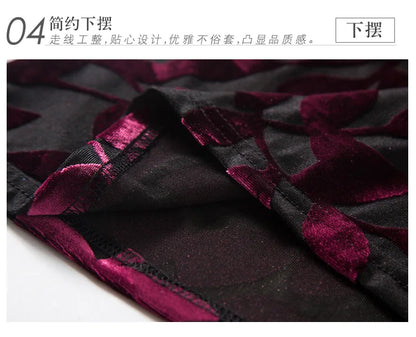 New Summer tops for Women Round neck Velvet burnt flower gauze t-shirt Short sleeve Women shirt