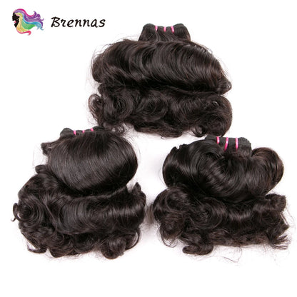 Double Drawn Human Hair Bundles Brazilian Funmi Hair Bouncy Curl 3 Bundles Deal Natural Color Human Hair Bundles Weave For Women