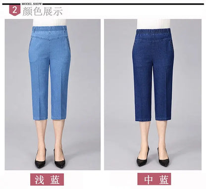 Casual Jeans Capris Female Summer Women Calf-Length Denim Pants Mom Jeans High Waist Jean For Woman jeans mujer