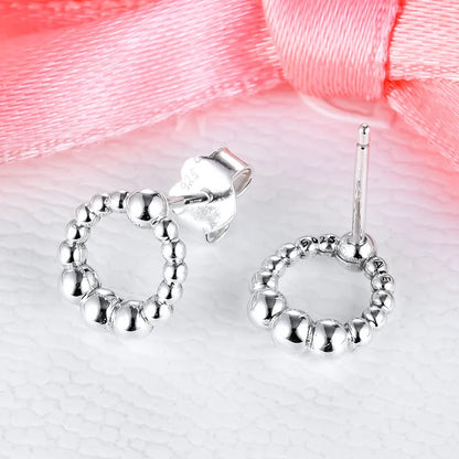 Beaded Circle Stud Earrings for Women Fashion Jewelry 925 Sterling Silver Earrings Female Classic Party Jewelry 2020 New Coming