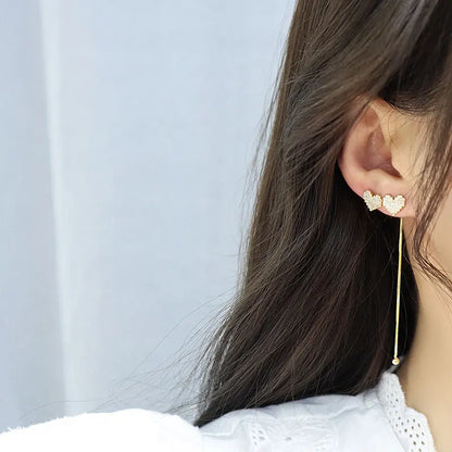 14k Gold Earrings Earrings For Women Long Micro-Encrusted Zircon Jewelry Accessories Women Earrings Hanging Small Love Earrings