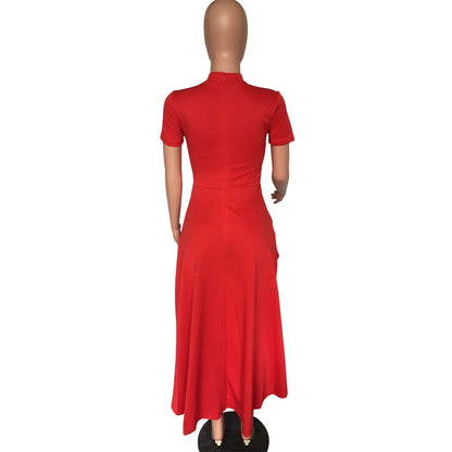 Fashion Evening Party Club Dress For Women Short Sleeve Irregular Ruffle Robe Dinner Dress Female African Clothing White Vestido