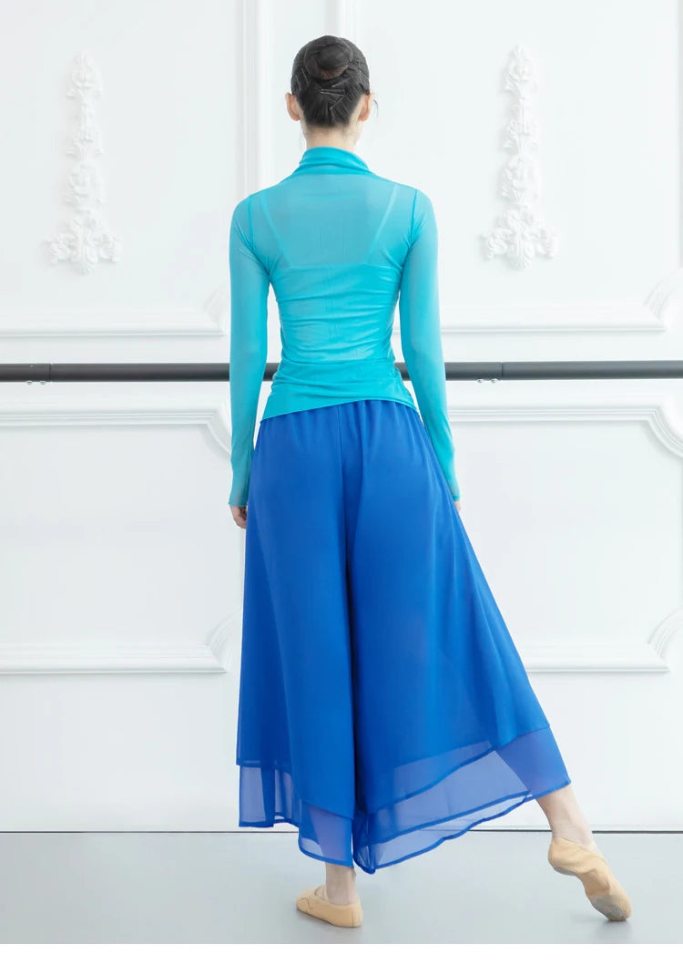 Modern Dance Training Pants Adult Classical Yoga Costumes Chiffon Elegant Wide-Legged Pants Form High Quality
