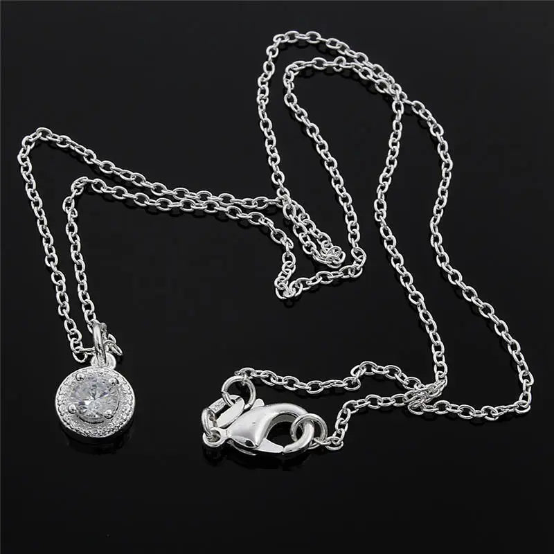 925 Sterling Silver Round Crystal Necklaces For Women Luxury Quality Jewelry Accesories Money 925  Everything