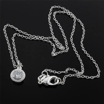 925 Sterling Silver Round Crystal Necklaces For Women Luxury Quality Jewelry Accesories Money 925  Everything