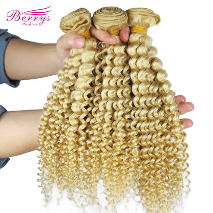 Berrys Fashion 613 Blonde Deep Wve Bundles Brazilian Curly Weave Human Hair Bundles 1/3/4PC Virgin Hair  #613 Color 12-28 Inch