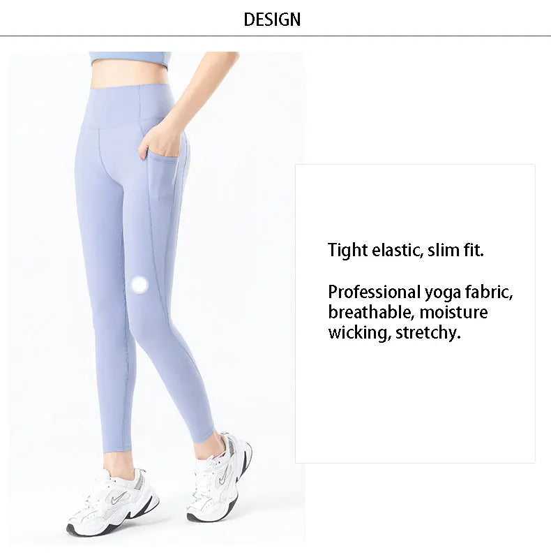 Women Yoga Pants Naked Feeling Stretchy Sports Tights Pocket High Waist Leggings Running Fitness Leggings Workout Gym Clothing