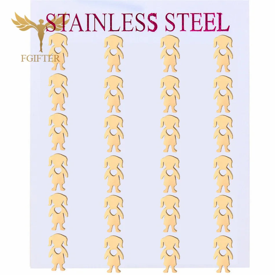 Wholesale Stainless Steel Earrings for Women Girl Animal Clover Flower Cat Bird Unicorn Bear Butterfly Dragonfly Dog Ear Studs