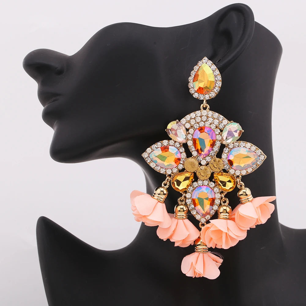 New Earrings Tassel Drop Earring Jewelry Earrings For Women Crystal Earrings Crown Dangle Earrings Long Earrings Boho Earings