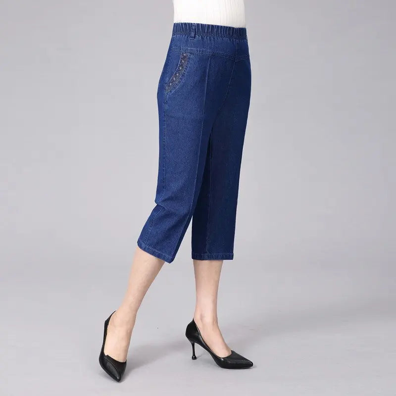 Casual Jeans Capris Female Summer Women Calf-Length Denim Pants Mom Jeans High Waist Jean For Woman jeans mujer