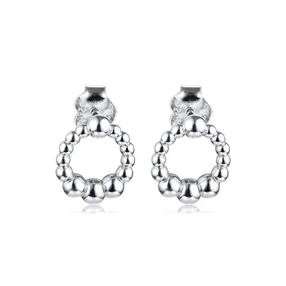 Beaded Circle Stud Earrings for Women Fashion Jewelry 925 Sterling Silver Earrings Female Classic Party Jewelry 2020 New Coming