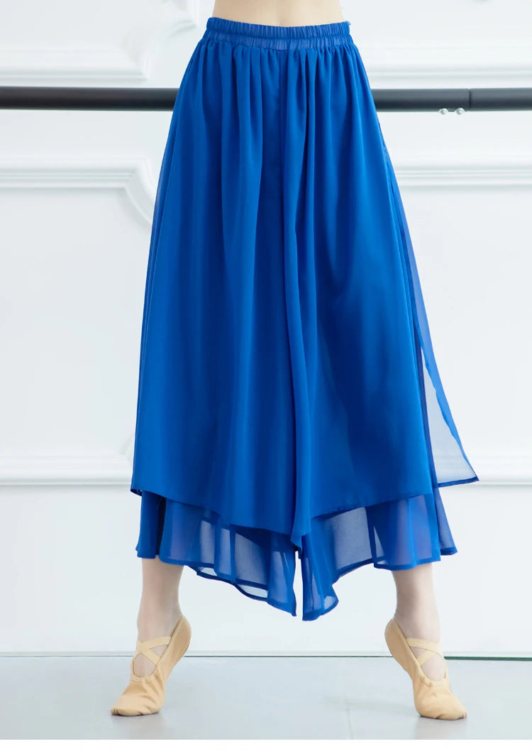 Modern Dance Training Pants Adult Classical Yoga Costumes Chiffon Elegant Wide-Legged Pants Form High Quality