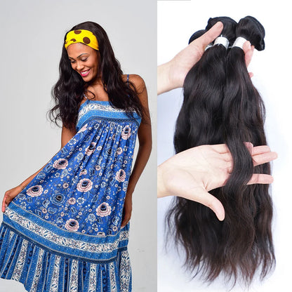 [UNA] Natural Wave 6A Low Ratio 8”-28” Indian Remy Hair Weave Natural Hair Weft Human Hair Bundles 100g